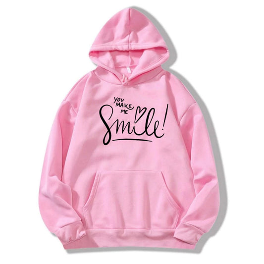 Lilac Smile Printed Hoodies For Girls & Womens